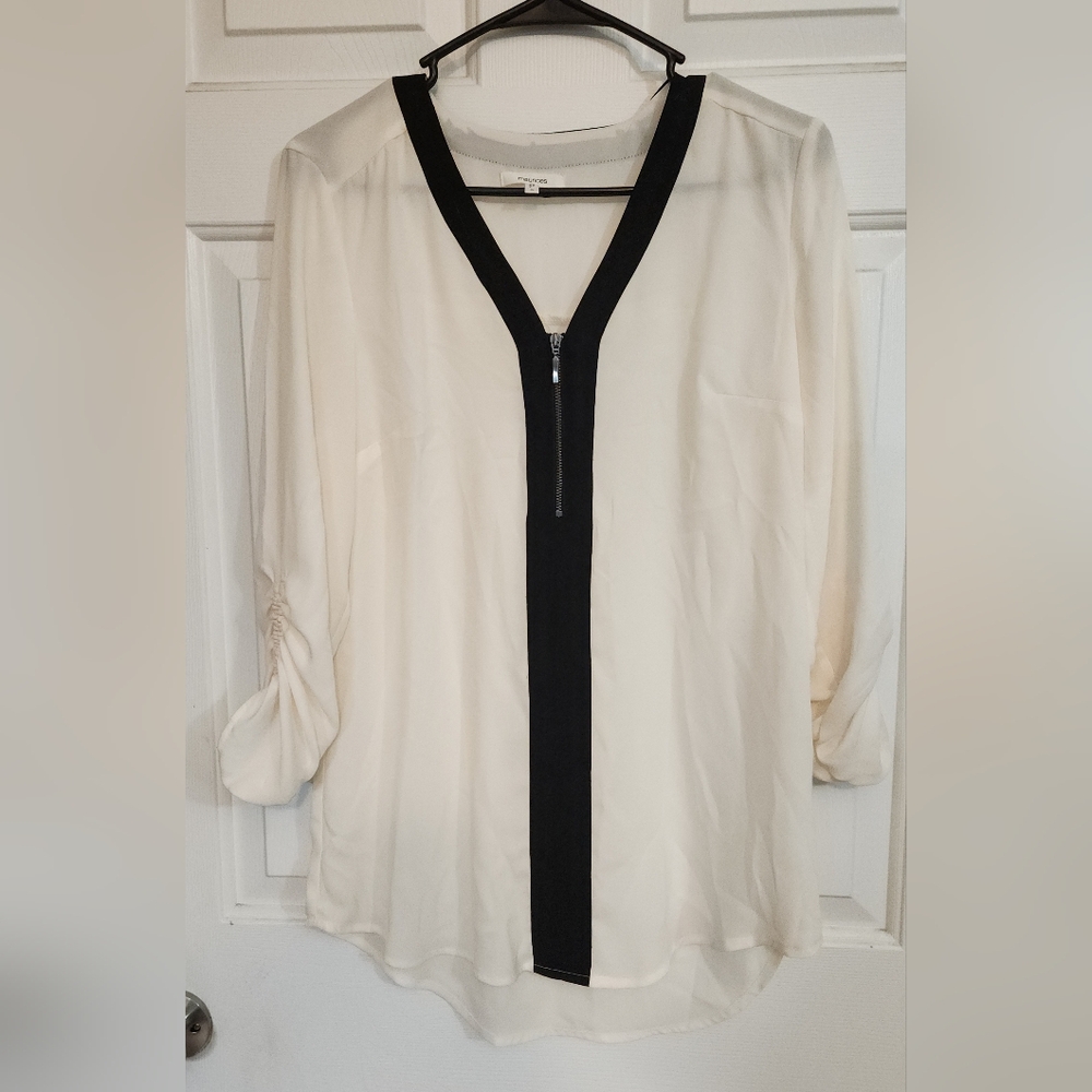 Elegant Cream and Black Women's Top